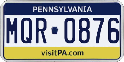 PA license plate MQR0876