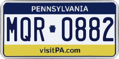 PA license plate MQR0882