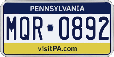 PA license plate MQR0892
