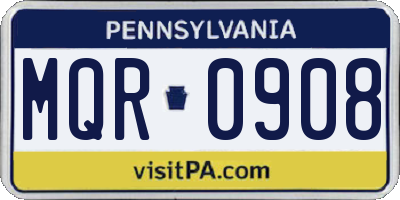 PA license plate MQR0908