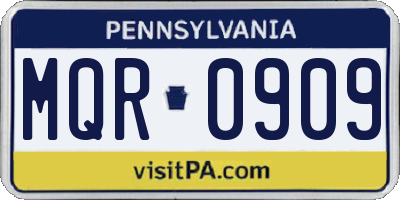 PA license plate MQR0909