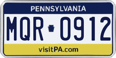 PA license plate MQR0912
