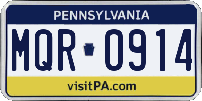 PA license plate MQR0914