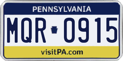 PA license plate MQR0915
