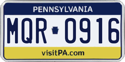 PA license plate MQR0916
