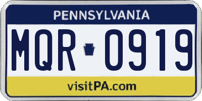 PA license plate MQR0919
