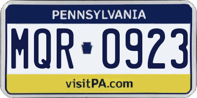 PA license plate MQR0923