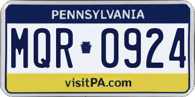 PA license plate MQR0924
