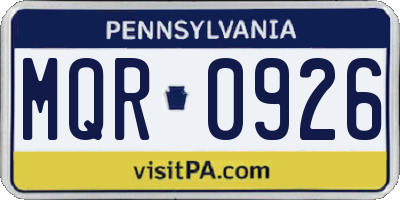 PA license plate MQR0926