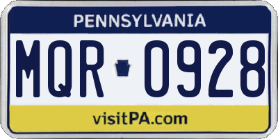 PA license plate MQR0928