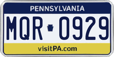 PA license plate MQR0929