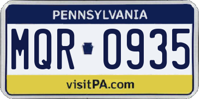 PA license plate MQR0935