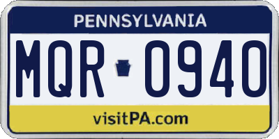 PA license plate MQR0940