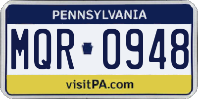 PA license plate MQR0948