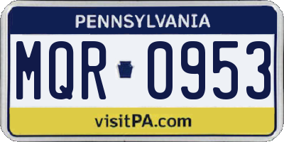 PA license plate MQR0953