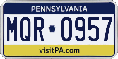 PA license plate MQR0957