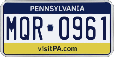 PA license plate MQR0961