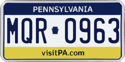 PA license plate MQR0963