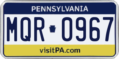 PA license plate MQR0967