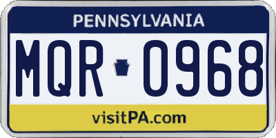 PA license plate MQR0968