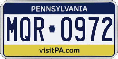 PA license plate MQR0972