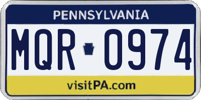 PA license plate MQR0974