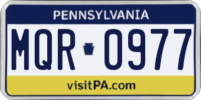 PA license plate MQR0977