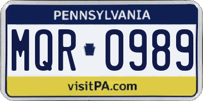 PA license plate MQR0989