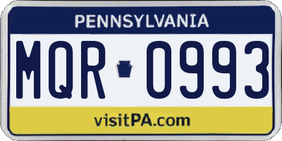 PA license plate MQR0993