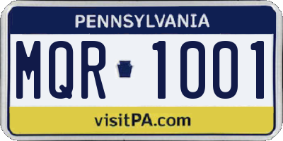 PA license plate MQR1001