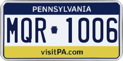 PA license plate MQR1006