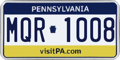 PA license plate MQR1008