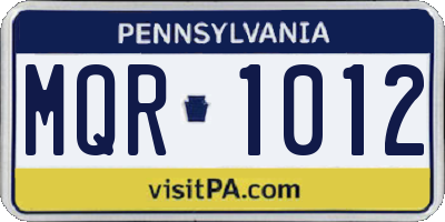 PA license plate MQR1012