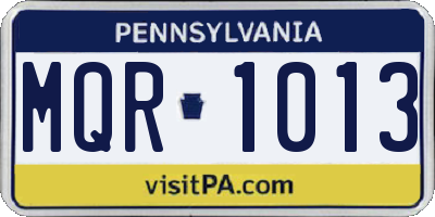 PA license plate MQR1013