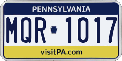 PA license plate MQR1017