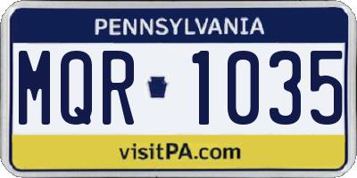 PA license plate MQR1035