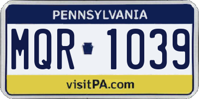 PA license plate MQR1039