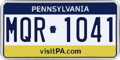 PA license plate MQR1041