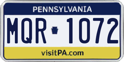 PA license plate MQR1072