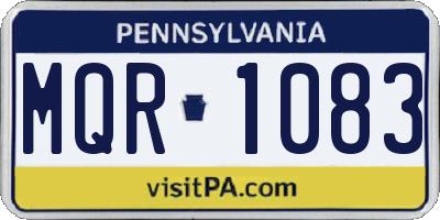 PA license plate MQR1083