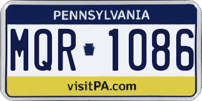PA license plate MQR1086