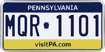 PA license plate MQR1101