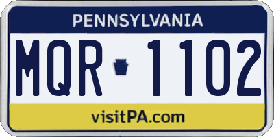 PA license plate MQR1102