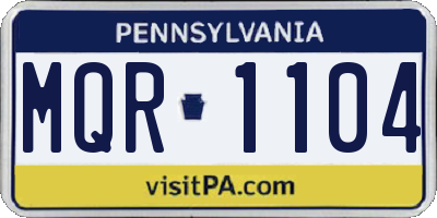 PA license plate MQR1104