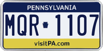 PA license plate MQR1107