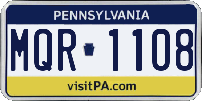 PA license plate MQR1108