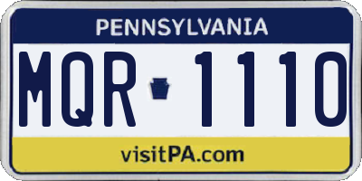PA license plate MQR1110