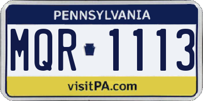 PA license plate MQR1113