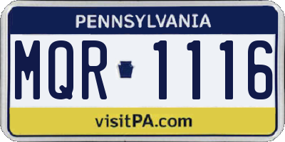 PA license plate MQR1116