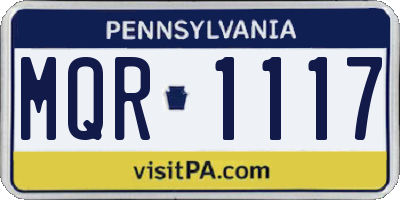 PA license plate MQR1117